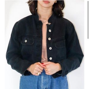 Vintage 90s Breaker Jeans Black Denim Jacket